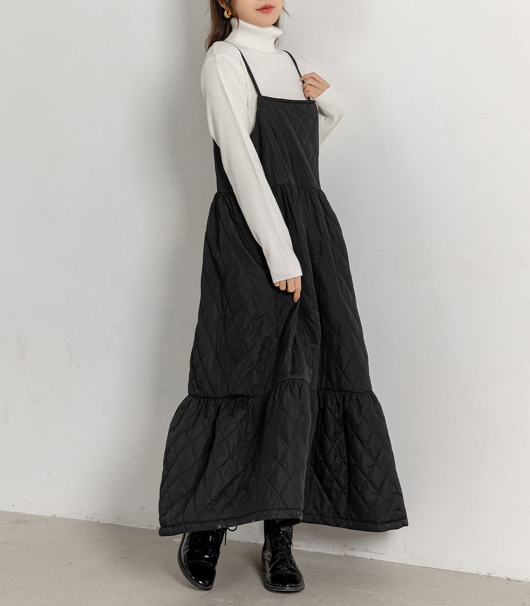 キルティング キャミソール マキシ丈 ワンピース Aライン ロング