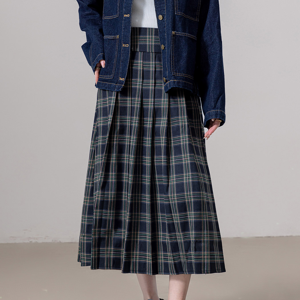 チェック プリーツスカート ロング レディース Aライン フレア きれい