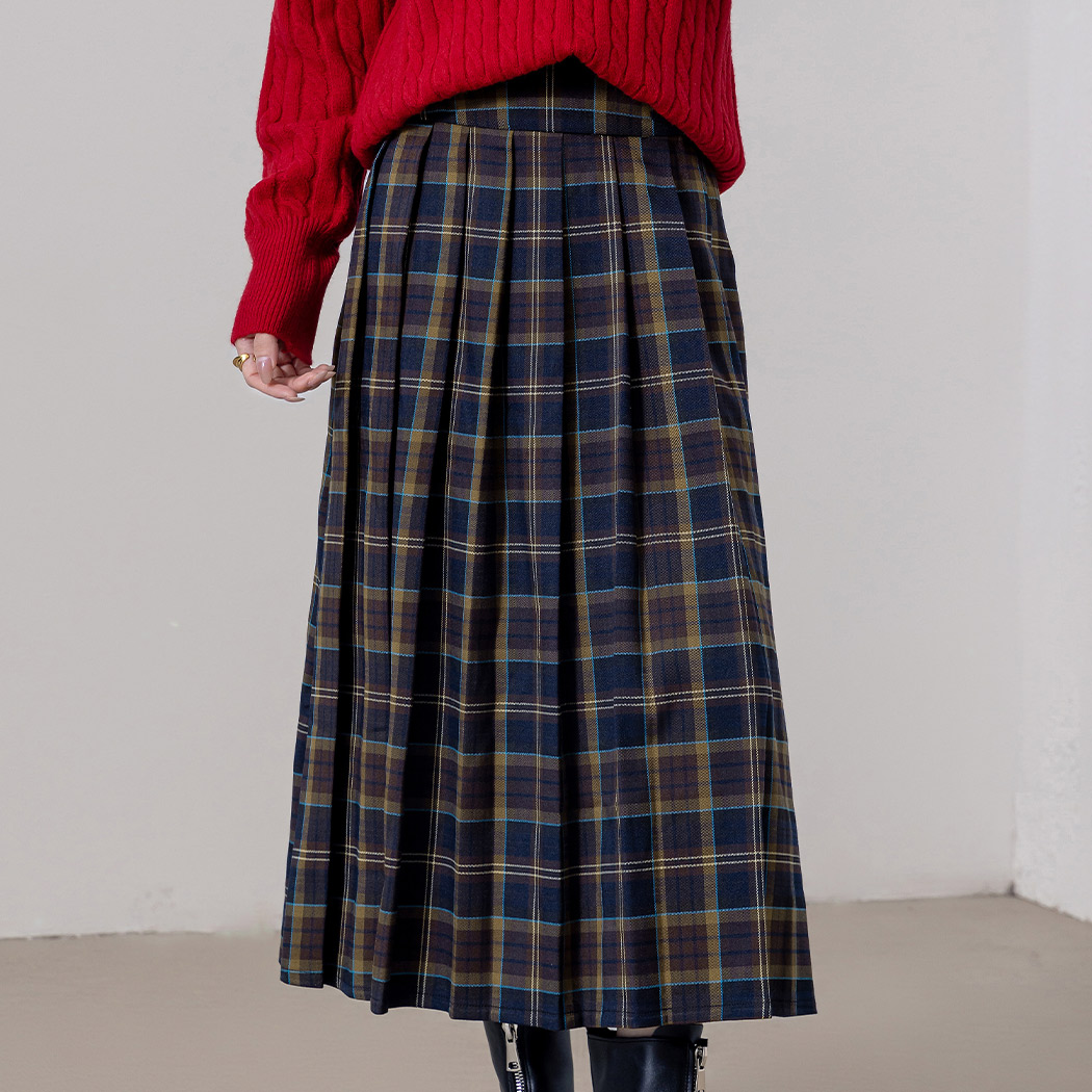 チェック プリーツスカート ロング レディース Aライン フレア きれい