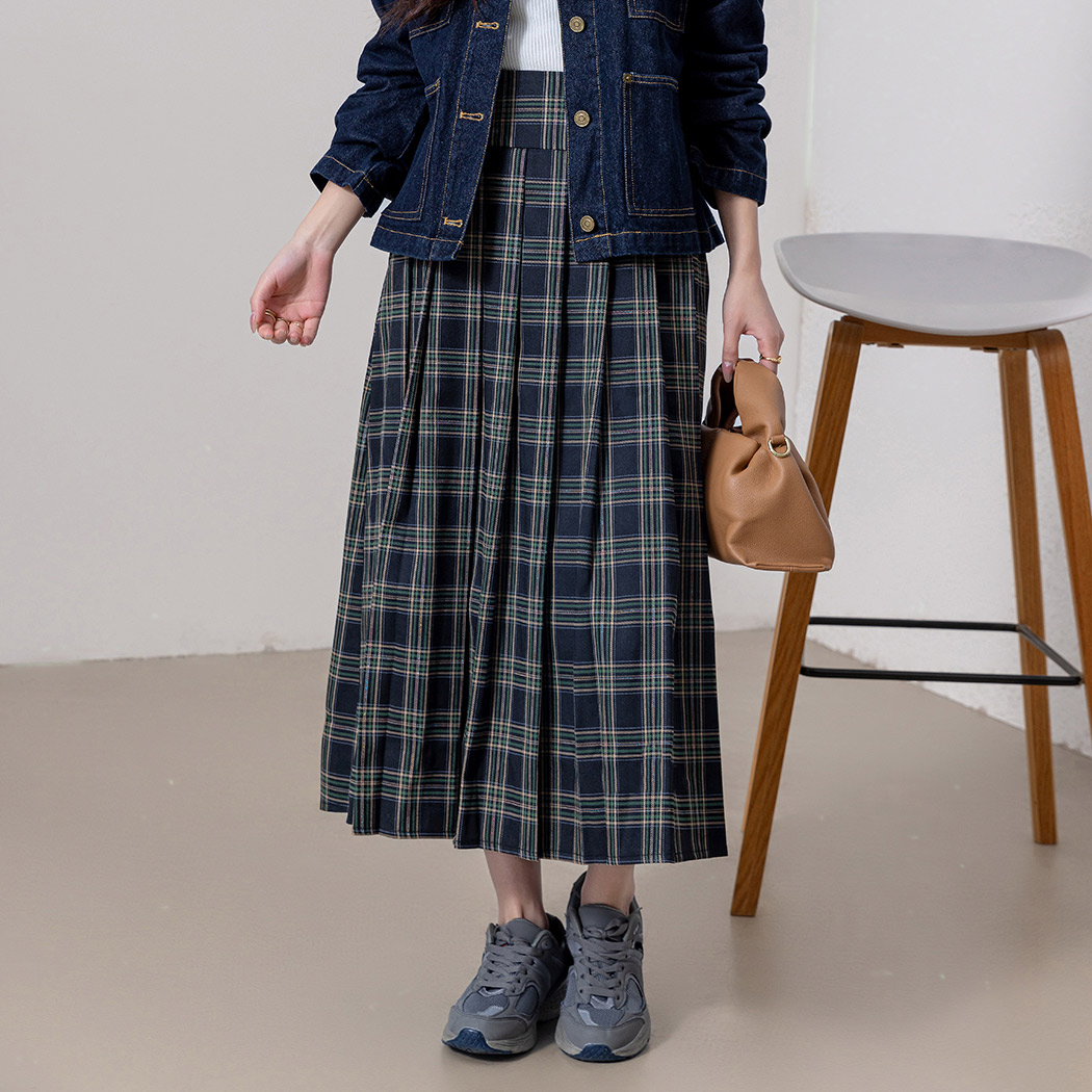 チェック プリーツスカート ロング レディース Aライン フレア きれい