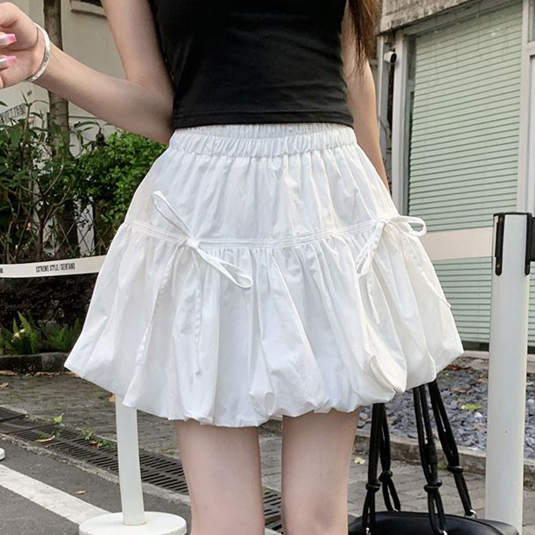 ミニスカート バルーン 切り替え ボトムス レディース ふんわり A