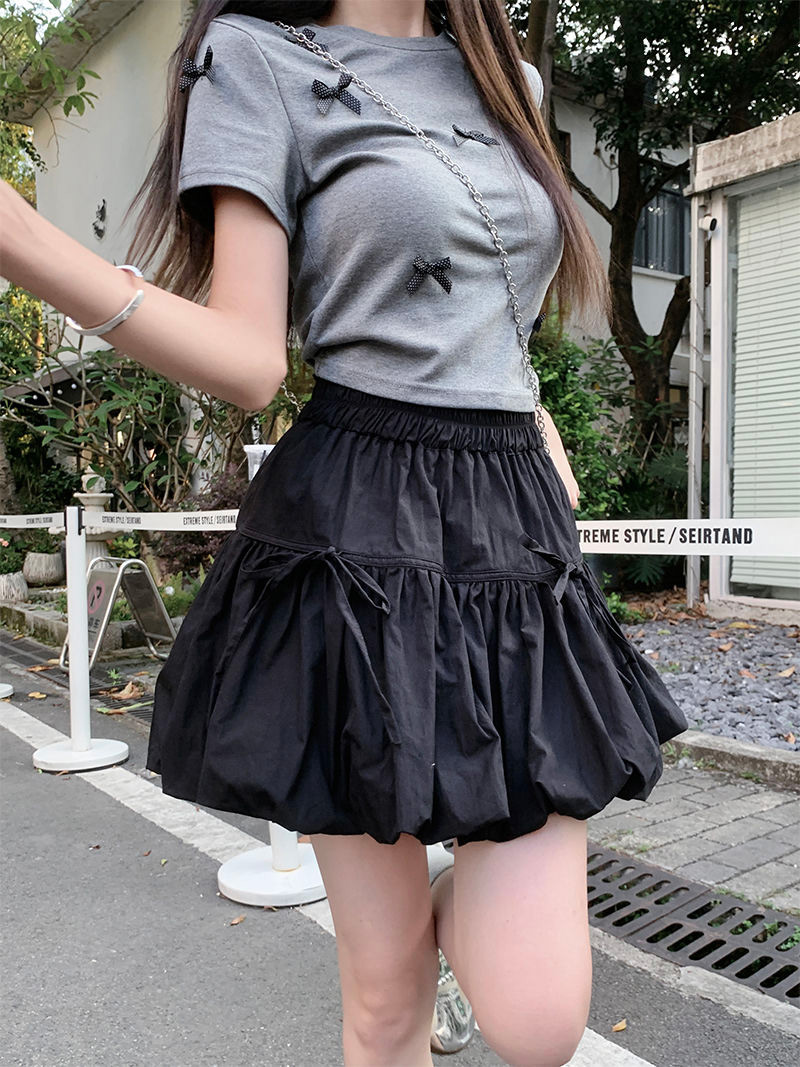 ミニスカート バルーン 切り替え ボトムス レディース ふんわり A