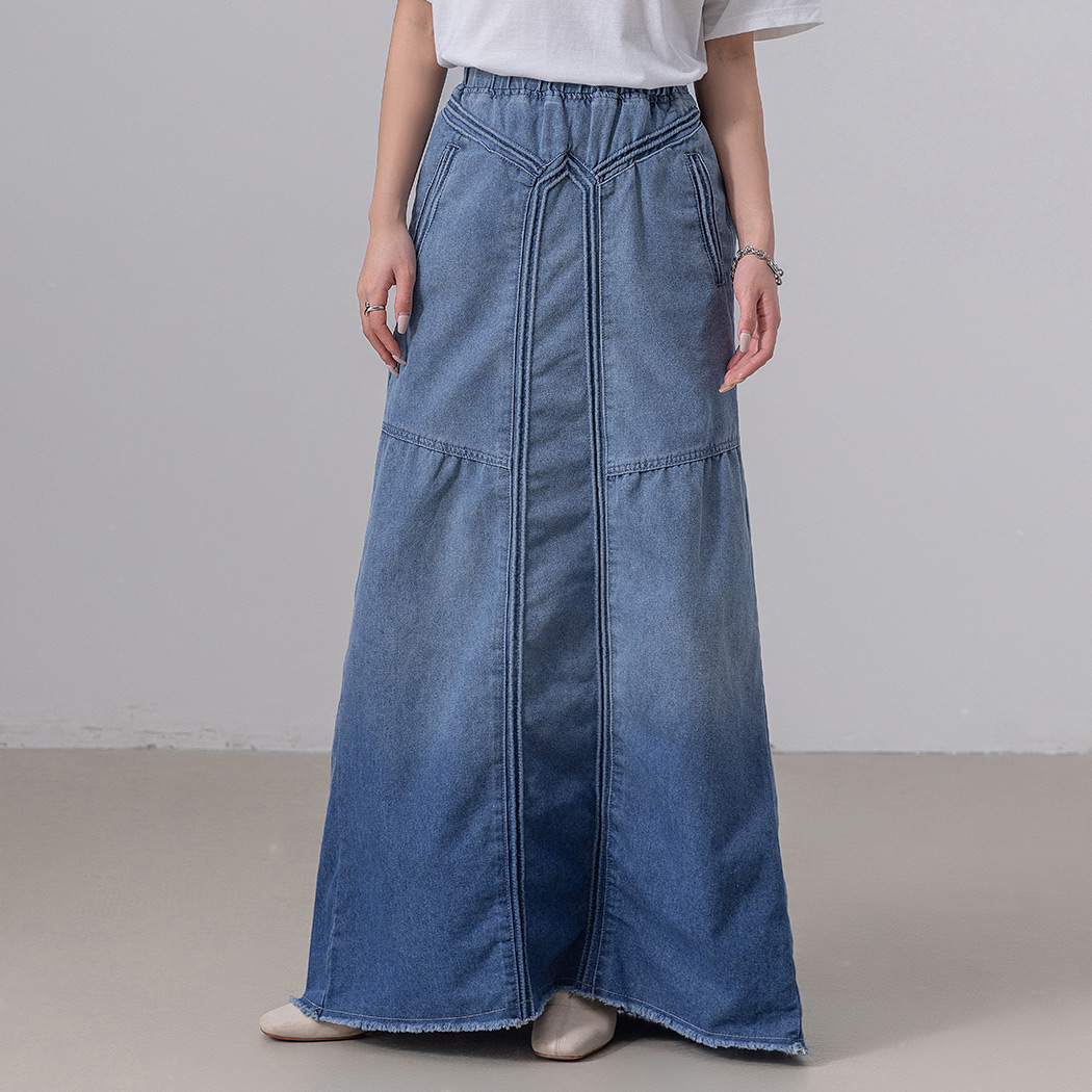 デニム スカート Aライン ボトムス レディース ロング丈 マキシ