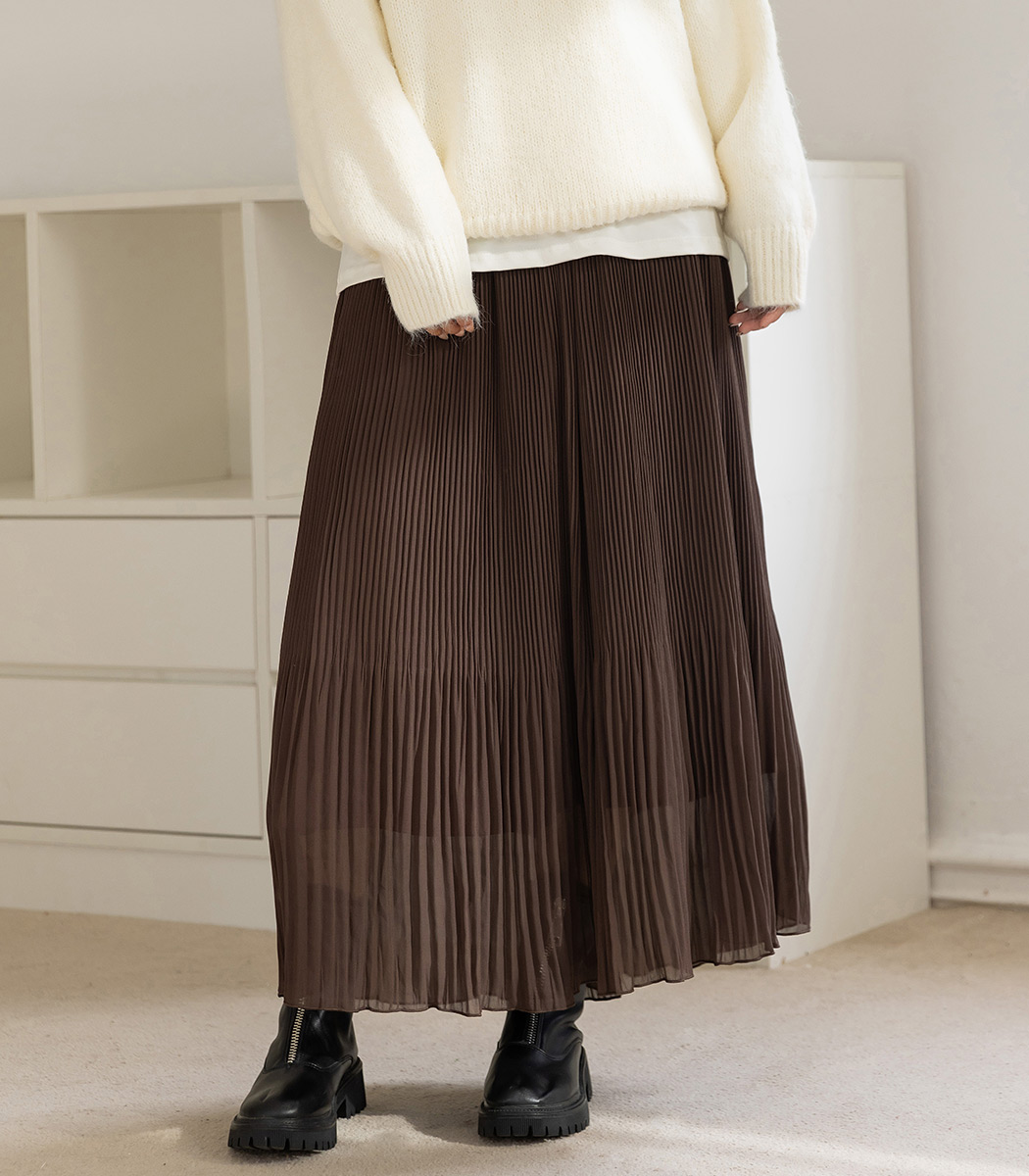 プリーツスカート 裏起毛 ロング レディース きれいめ ボトムス A