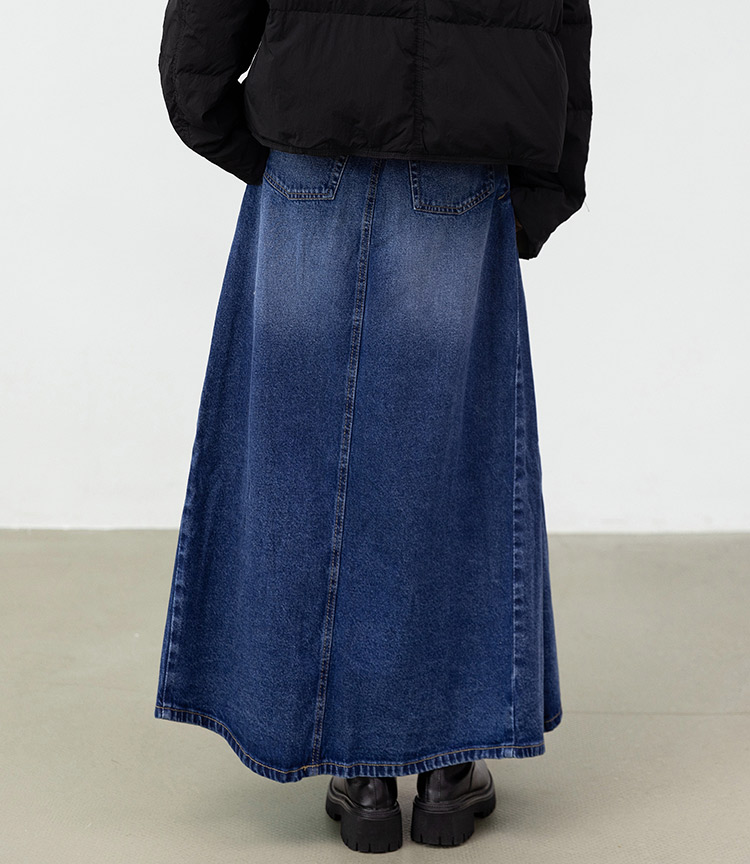デニム スカート ロング ゴム レディース ボトムス マキシ丈 フレア