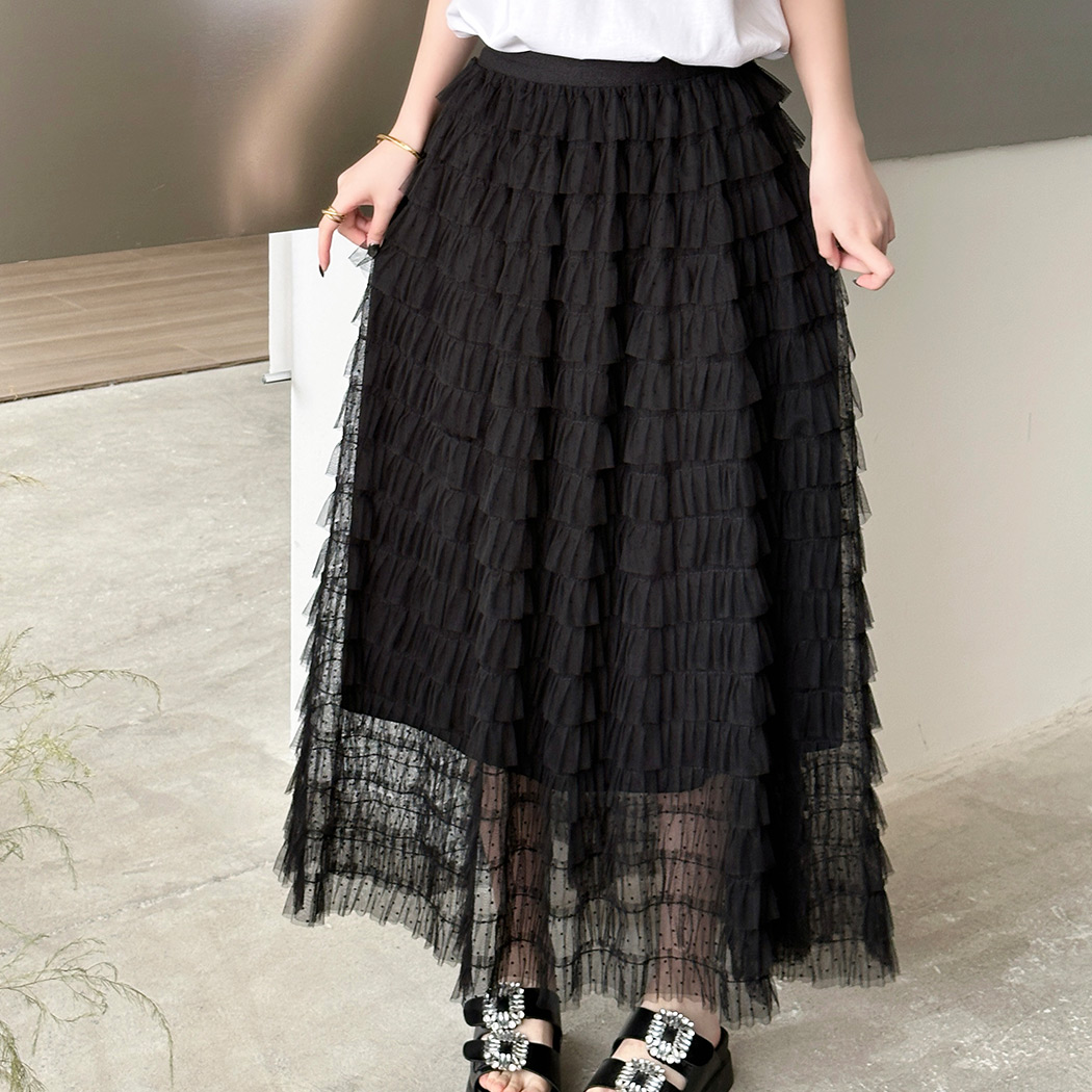 ちぃchan様✨ADEAM ティアードスカート ロング フレア Aライン シアー