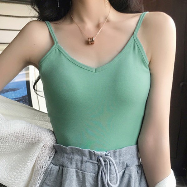 お*ね様 POPPY ショートブラウス、キャミソール キャミソール レディース ショート丈 バックシャン Vネック