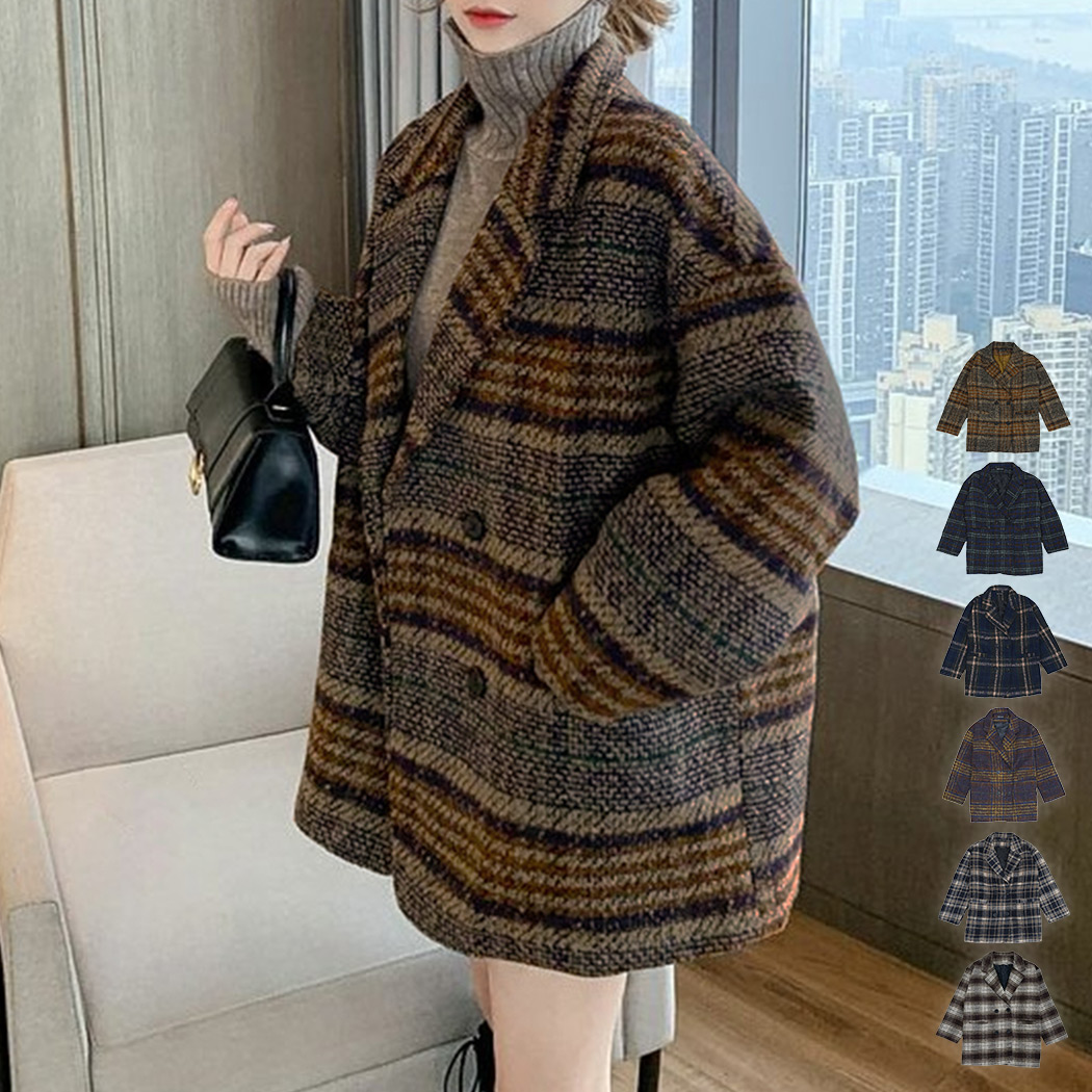 コート レディース 秋冬 アウター ショート丈 ダブルコート 中厚手