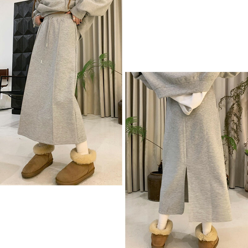 パーカー レディース 春 秋 冬 スカート スリット入り 2点セット  