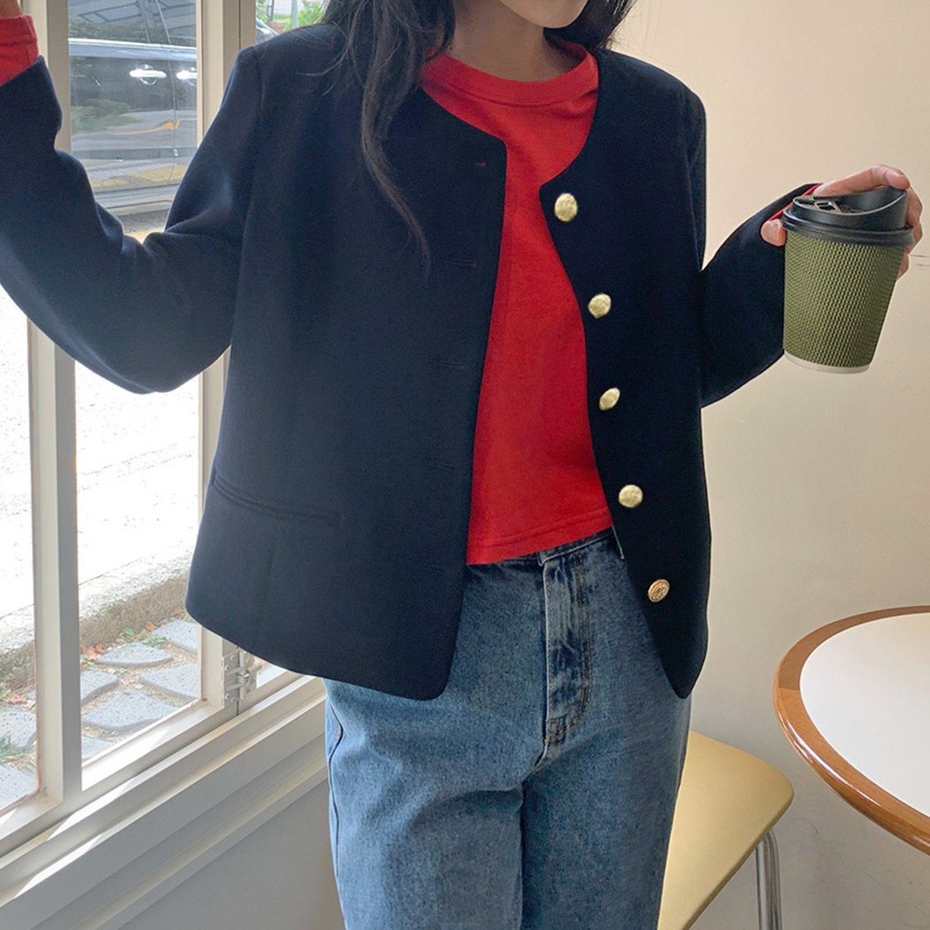 セール 登場から人気沸騰 ノーカラー ジャケット レディース 春秋 長袖 アウター 無地 ジャケット・アウター