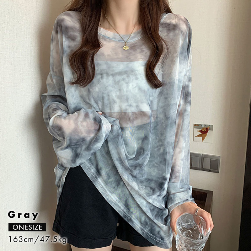 シースルー トップス 長袖 レディース 春夏 Tシャツ ロンT チュニック