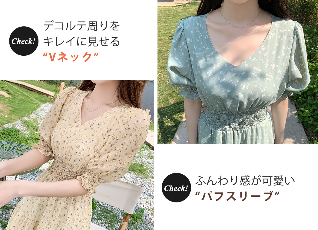 ワンピース レディース 半袖 春夏 Vネック Aライン 水着の上に着る服 きれいめ おしゃれ 花柄 薄手 透け感 パフスリーブ 白｜mizuki-store｜10