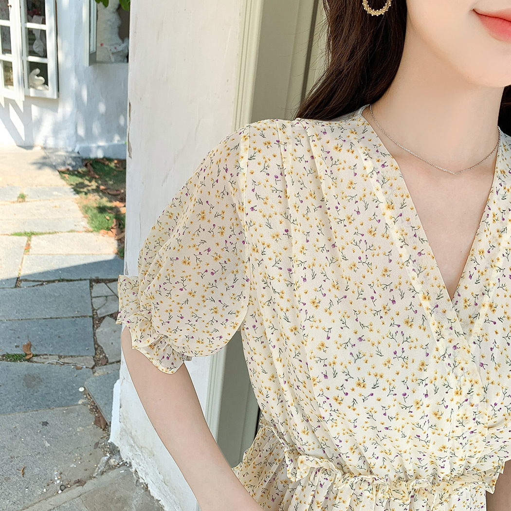 ワンピース レディース 半袖 きれいめ おしゃれ ナチュラル 花柄 A