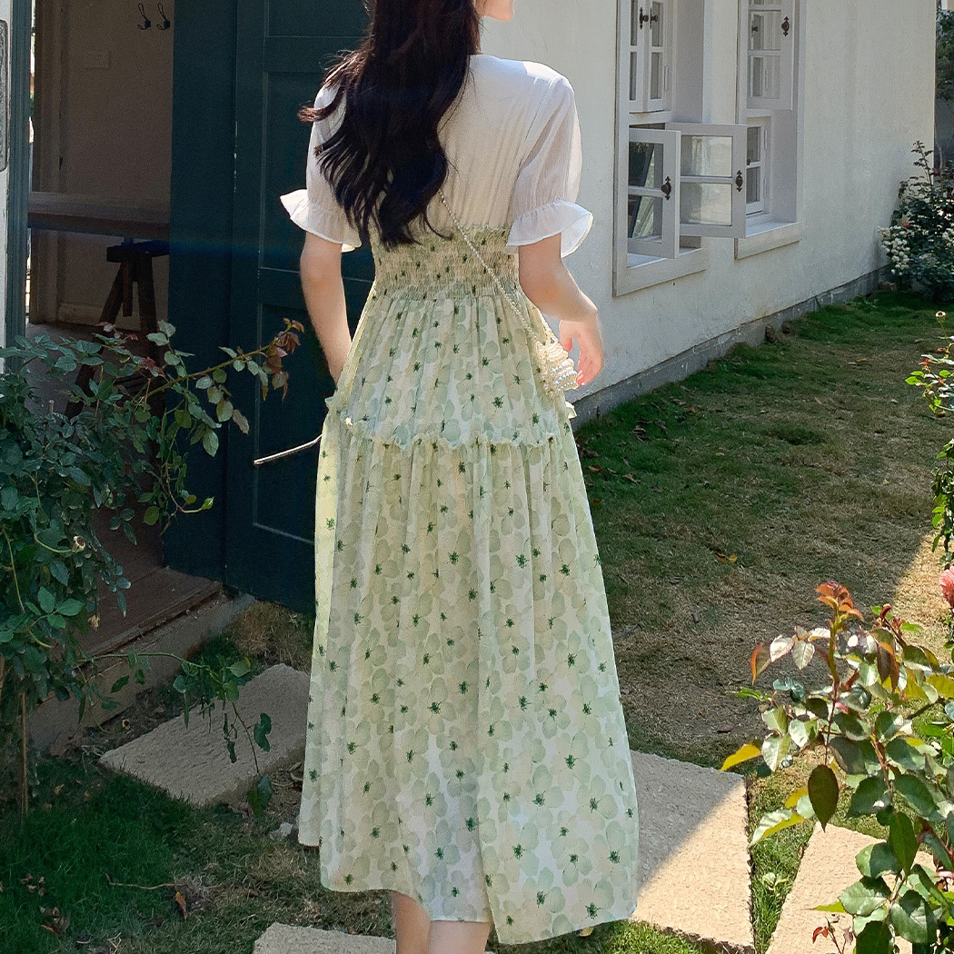 【楽天市場】小花柄ワンピース ワンピース レディース 春 夏 ノースリーブ ロング丈 送料無料 個性的 花柄プリントドレス マキシ ドレス  ノースリーブ ボタニカル フラワー 総柄 ロングワンピース ウエストゴム フレア シャーリング プリーツ 青 : anetto ストア