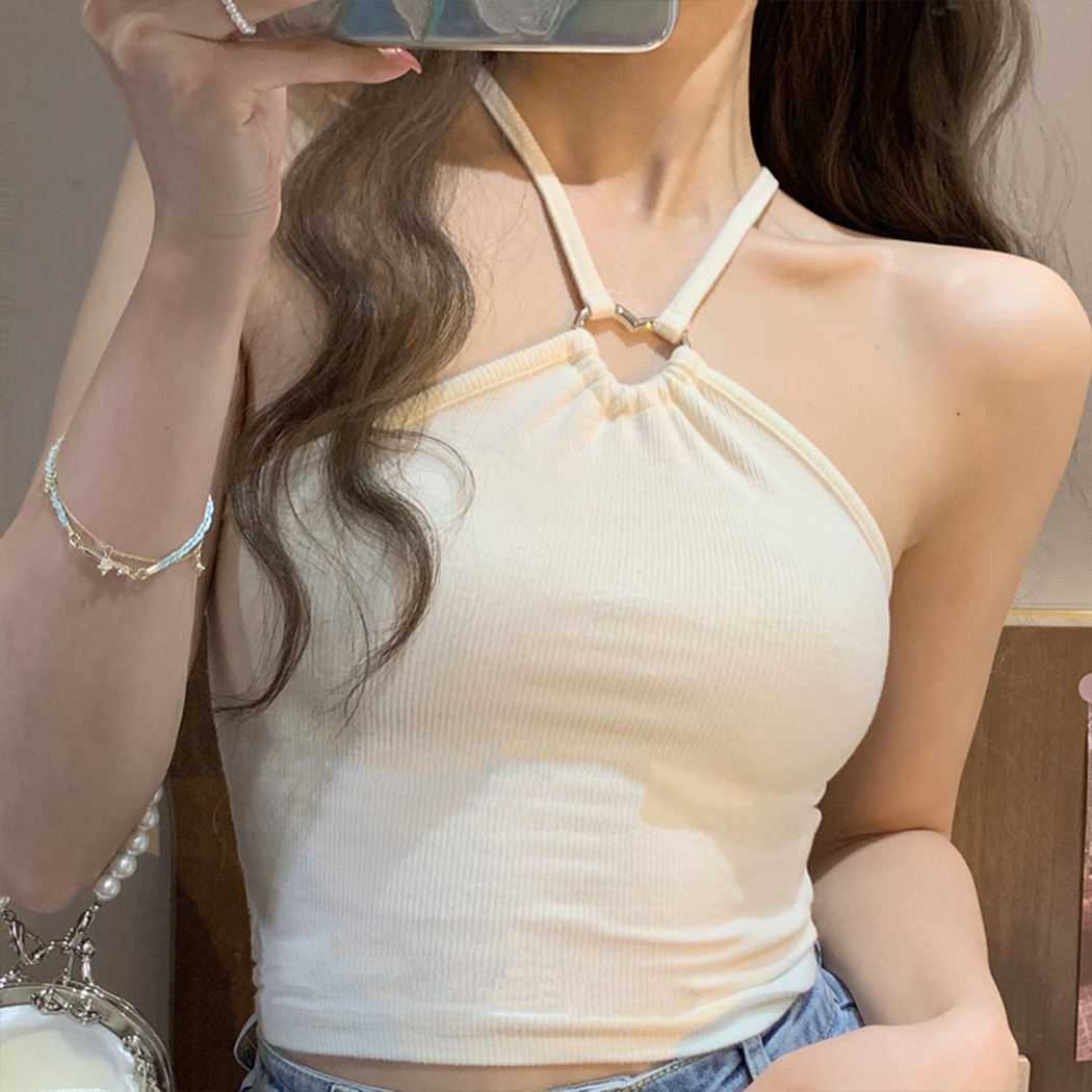 キャミソール レディース セクシー ホルターネック 白 黒 トップス