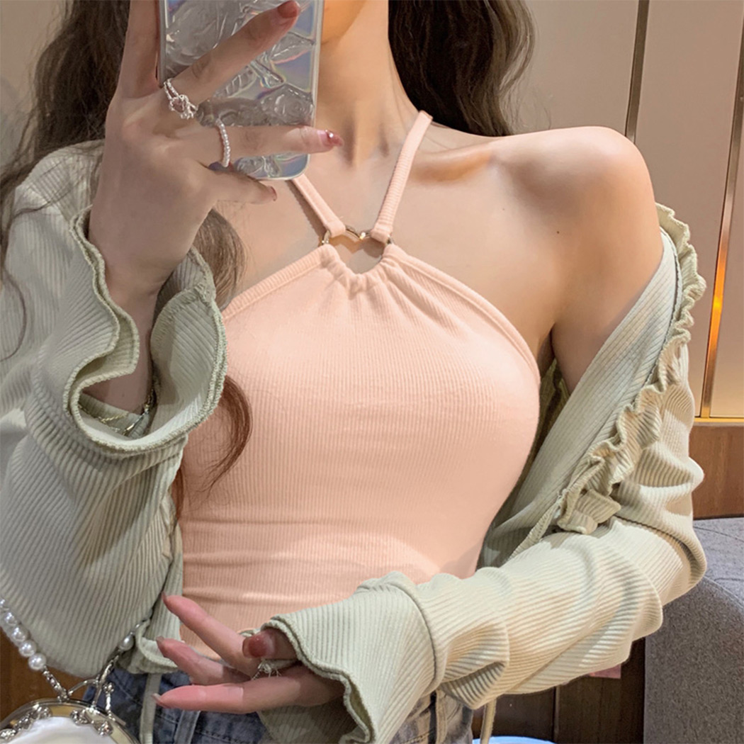 キャミソール レディース セクシー ホルターネック 白 黒 トップス