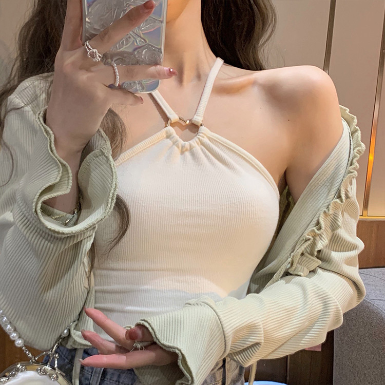 キャミソール レディース セクシー ホルターネック 白 黒 トップス