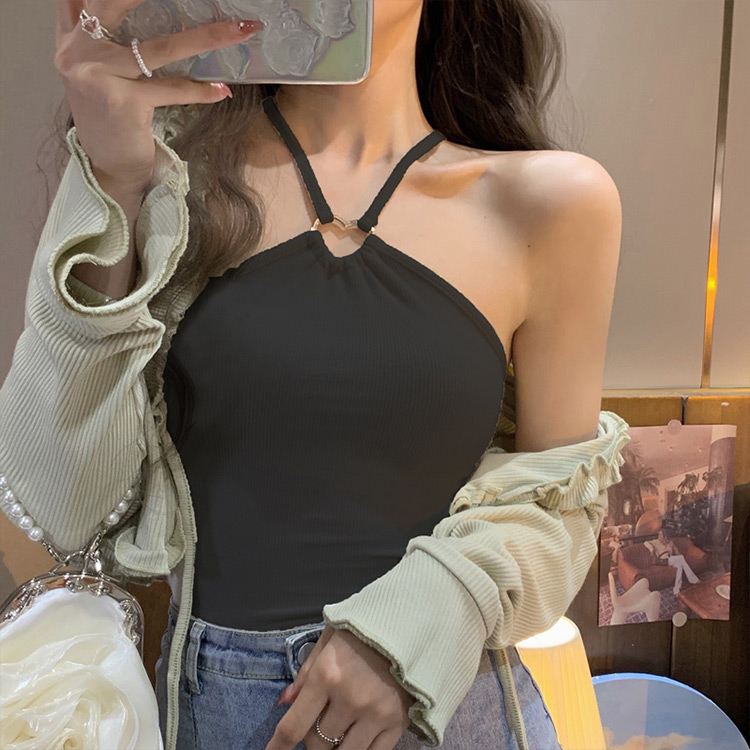 キャミソール レディース セクシー ホルターネック 白 黒 トップス