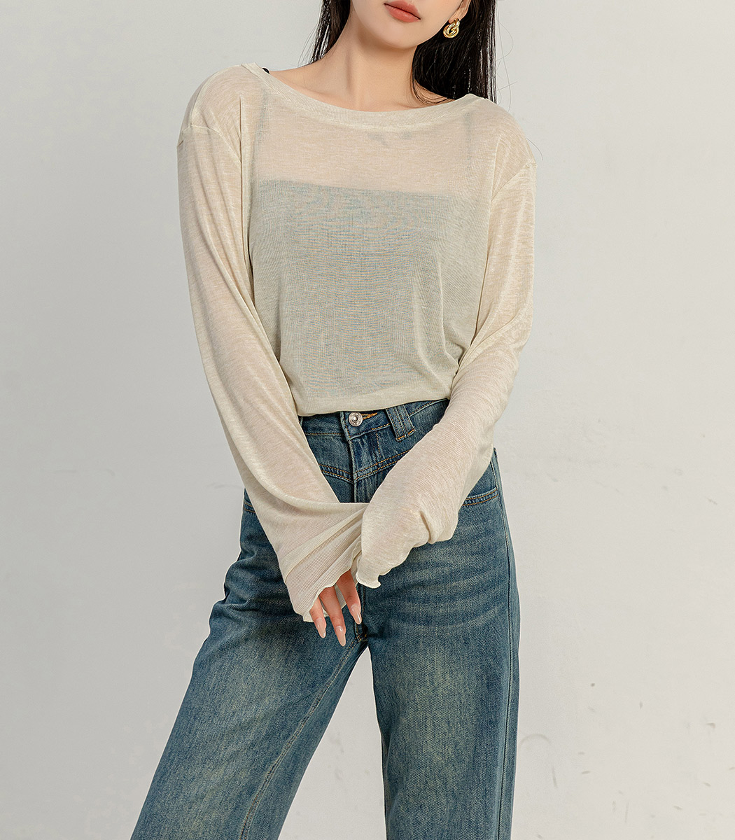 tシャツ Wフリルスリーブ・シアートップス レディース NOMAE（ノーマエ）の「シアーフリルスリーブ2wayトップス（T