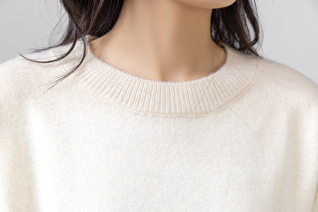 drawer WINTER1 ラメ5ゲージクルーネックニット drawer WINTER1 ラメ5ゲージクルーネックニット