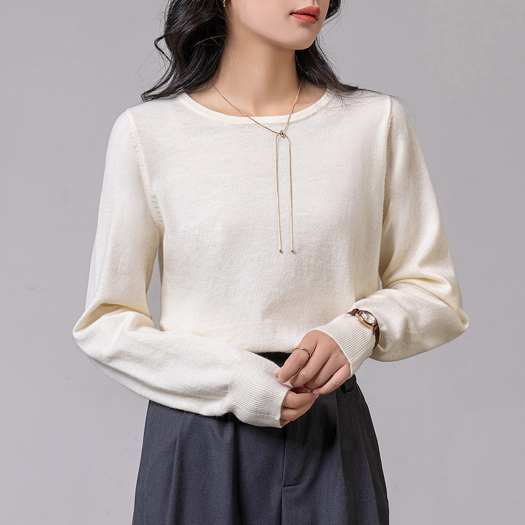 ニット レディース 長袖 トップス セーター ラウンドネック きれいめ