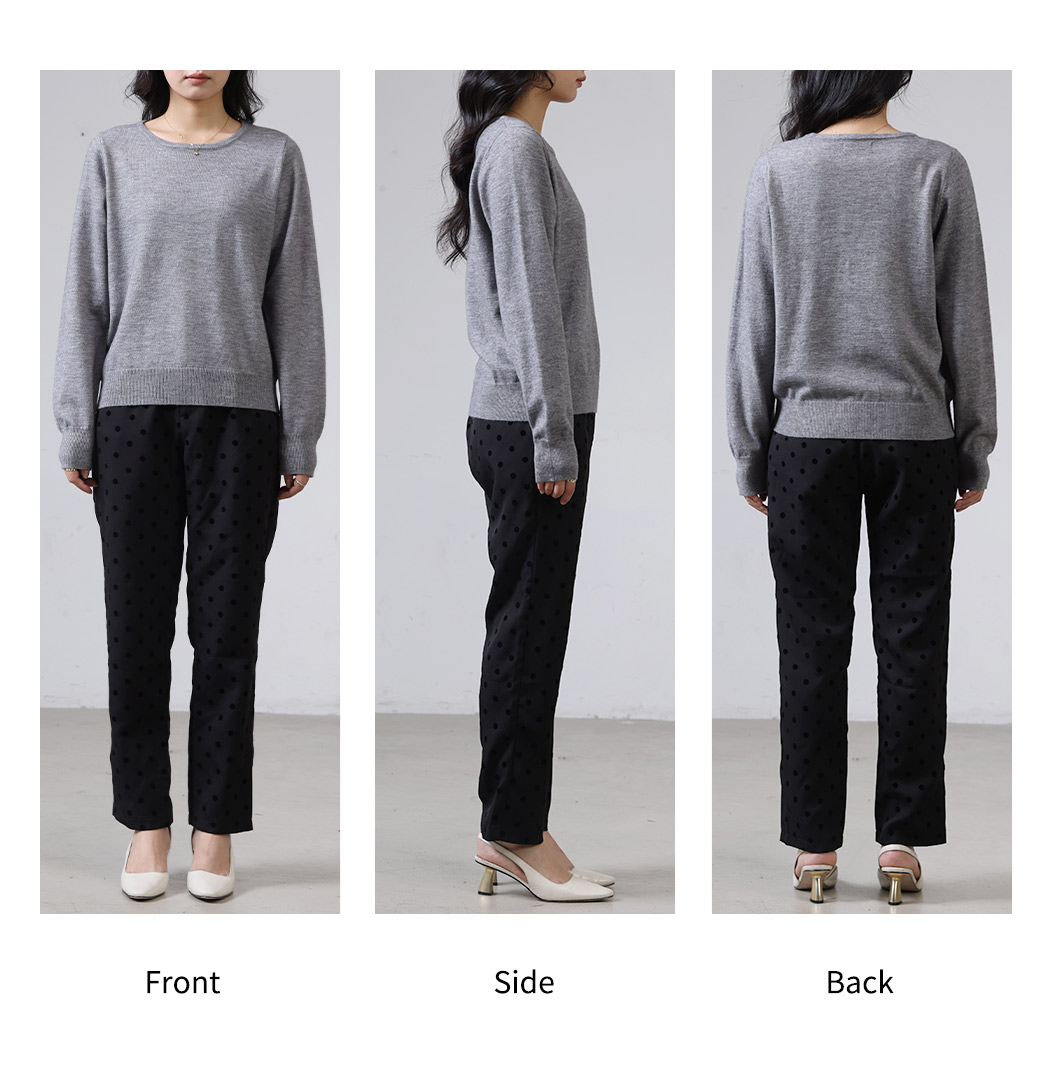 ニット レディース 長袖 トップス セーター ラウンドネック きれいめ