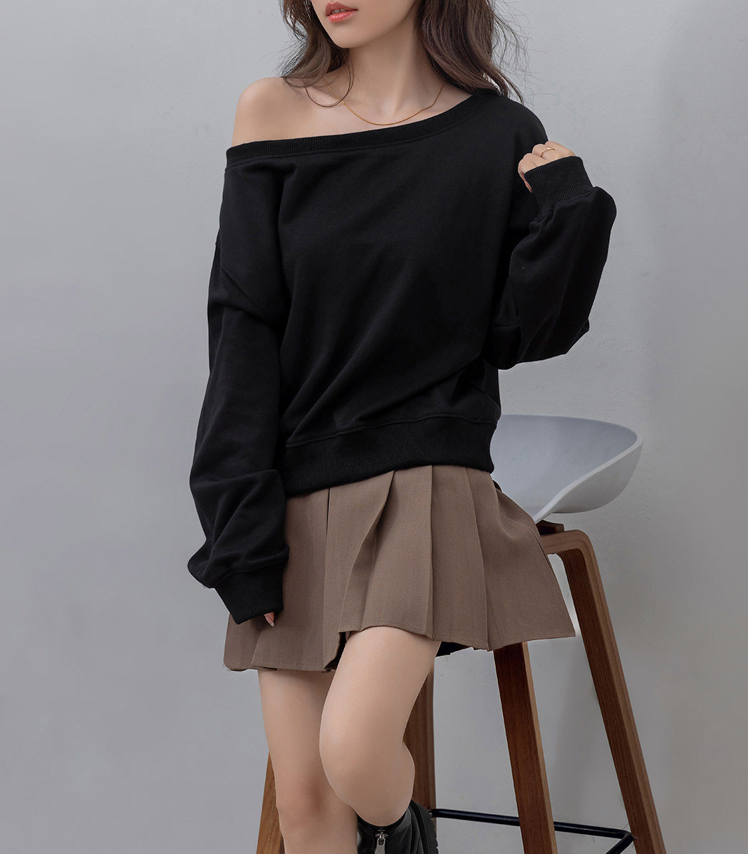 トレーナー スウェット 2way off shoulder sweat shirt / 2way オフショルダースウェットシャツ レディース 2wayオフショルダースウェット（スウェット）｜Louere（ルエレ