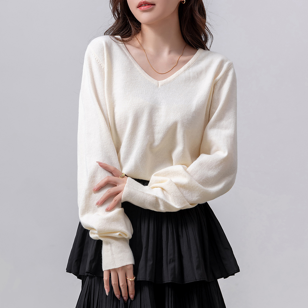 ニット Vネック トップス 長袖 レディース 防寒 ゆったり プルオーバー