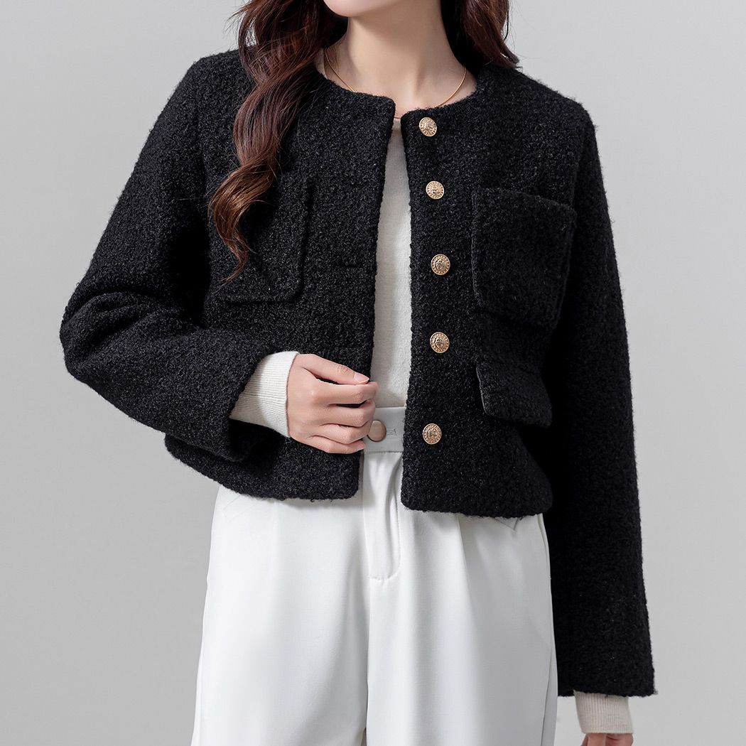 ノーカラージャケット ボア レディース カジュアル フォーマル