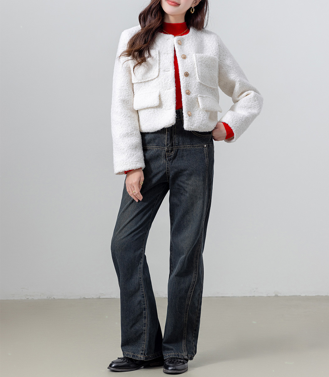 ノーカラージャケット ボア レディース カジュアル フォーマル