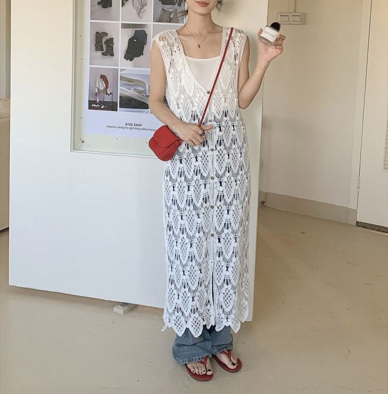ベスト ジレ カラフルクロシェ風ベスト レディース CORNERS ベスト ジレ クロシェレースベスト レディース