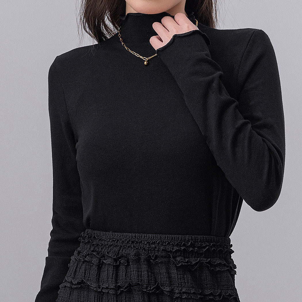 メロウ リブ トップス ハイネック レディース やみつき もっちり 首元