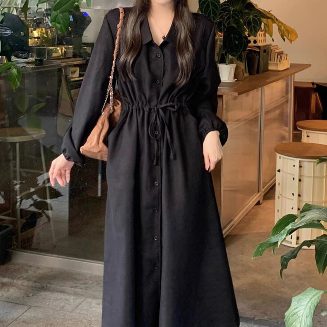 コーデュロイ Aライン シャツワンピース ゆったり 上品 ロング丈 シャツワンピース 長袖 きれいめ レディース ゆったり ロング