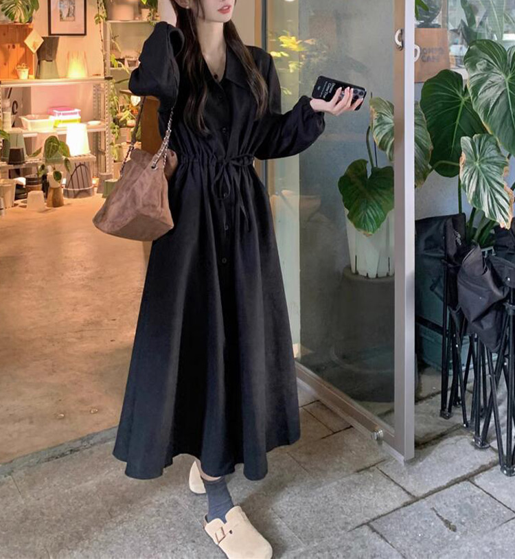 コーデュロイ Aライン シャツワンピース ゆったり 上品 ロング丈 シャツワンピース 長袖 きれいめ レディース ゆったり ロング