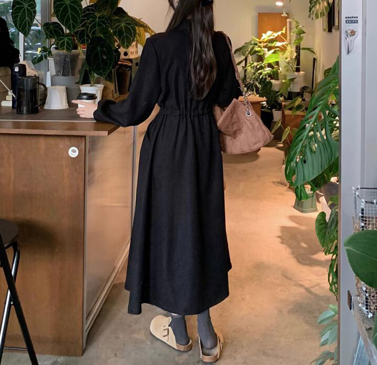 コーデュロイ Aライン シャツワンピース ゆったり 上品 ロング丈 シャツワンピース 長袖 きれいめ レディース ゆったり ロング