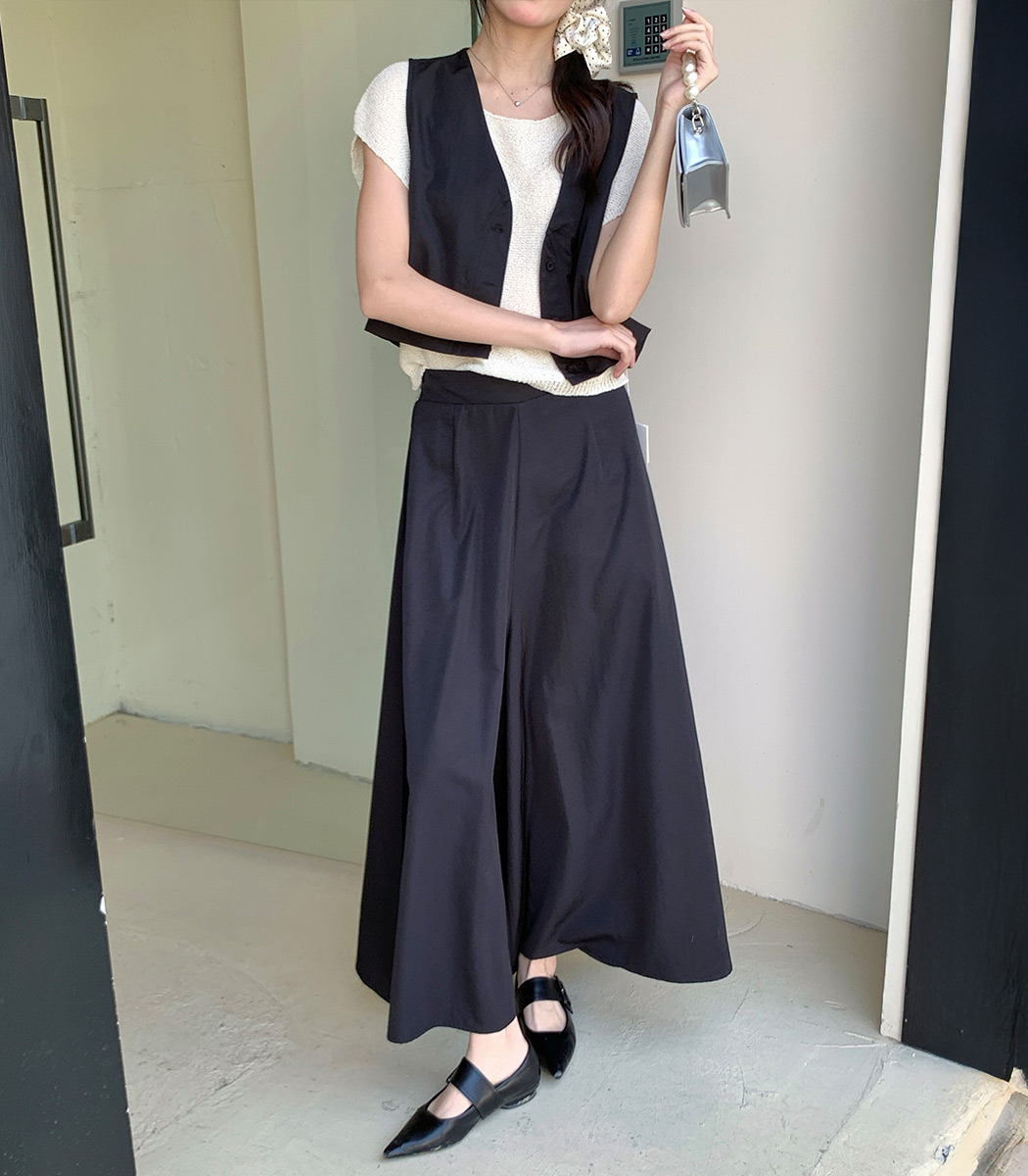 セットアップ レディース カジュアル ベスト ワイドパンツ 2点