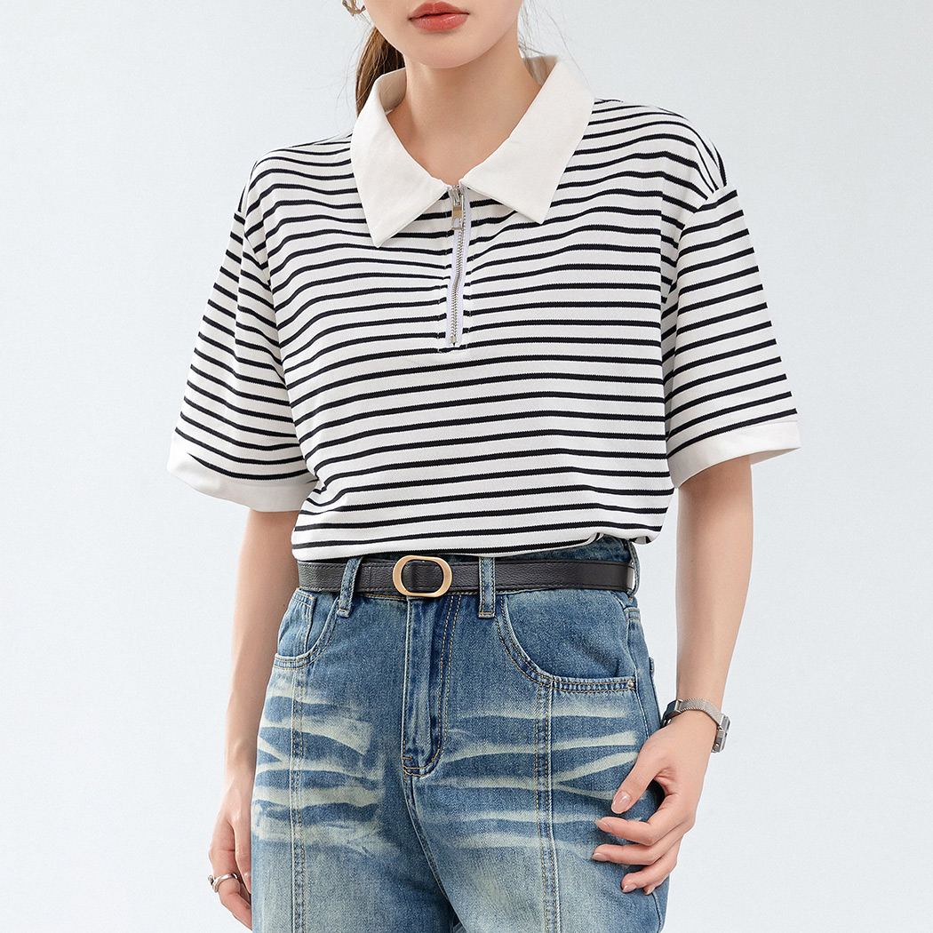 ポロシャツ Tシャツ レディース トップス 半袖 5分袖 カットソー