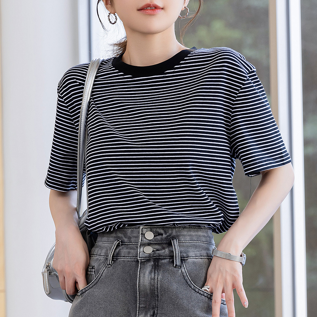 レディース 半袖 Tシャツ シンプル コーデ 映え 大人 ボーダー