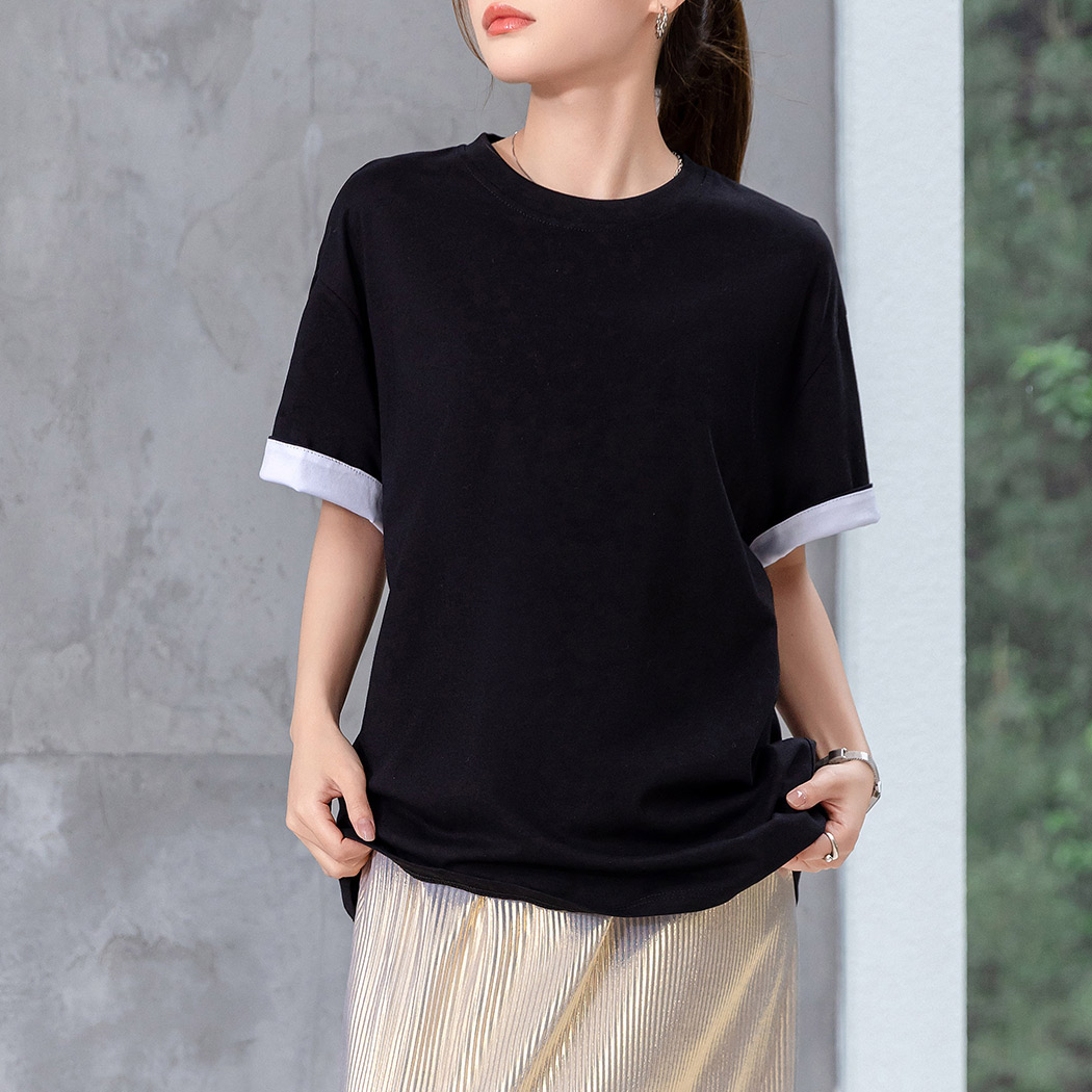Tシャツ レディース 半袖 ゆったり カットソー インナー きれいめ 配色