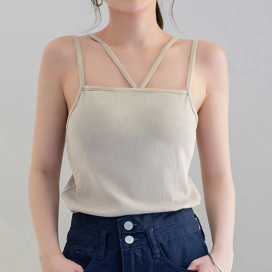 キャミソール 「洗える」パット付きリブキャミソール ALEXIA STAM キャミソール Padded Rib Camisole /パッドinリブ