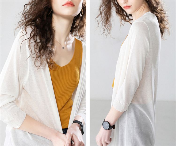 ロングカーディガン 白