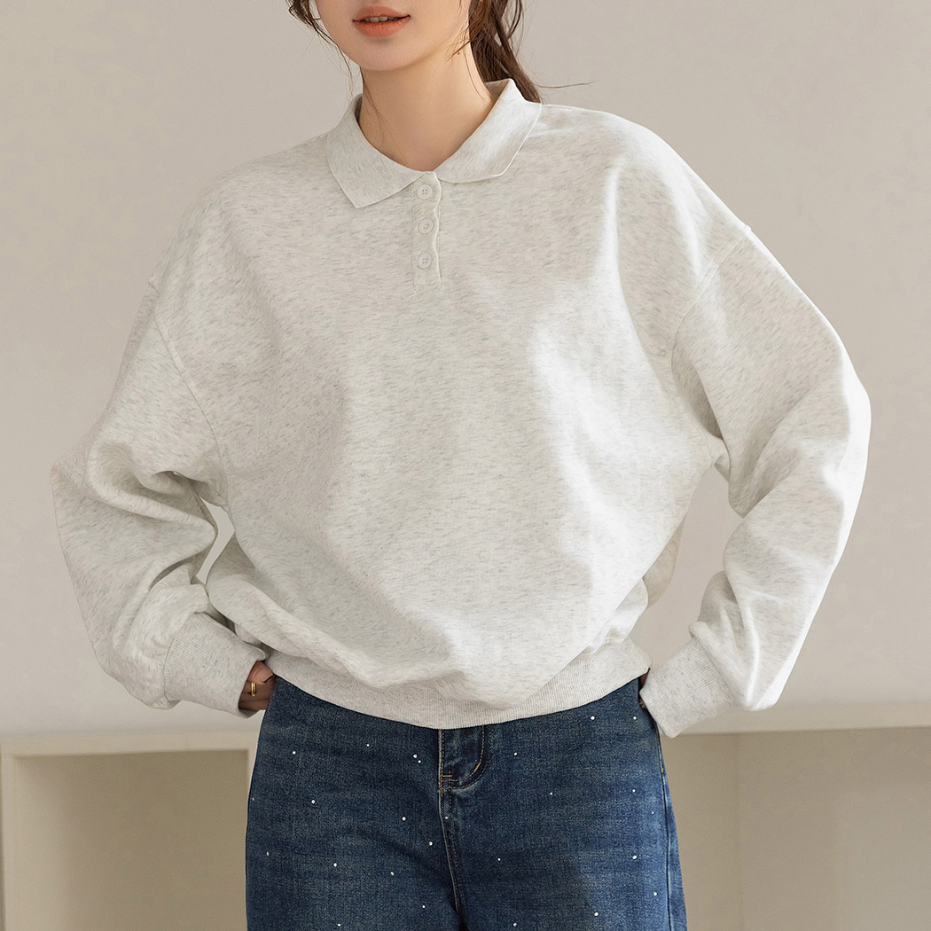 スウェット ポロ 襟 トップス 長袖 レディース カットソー トレーナー