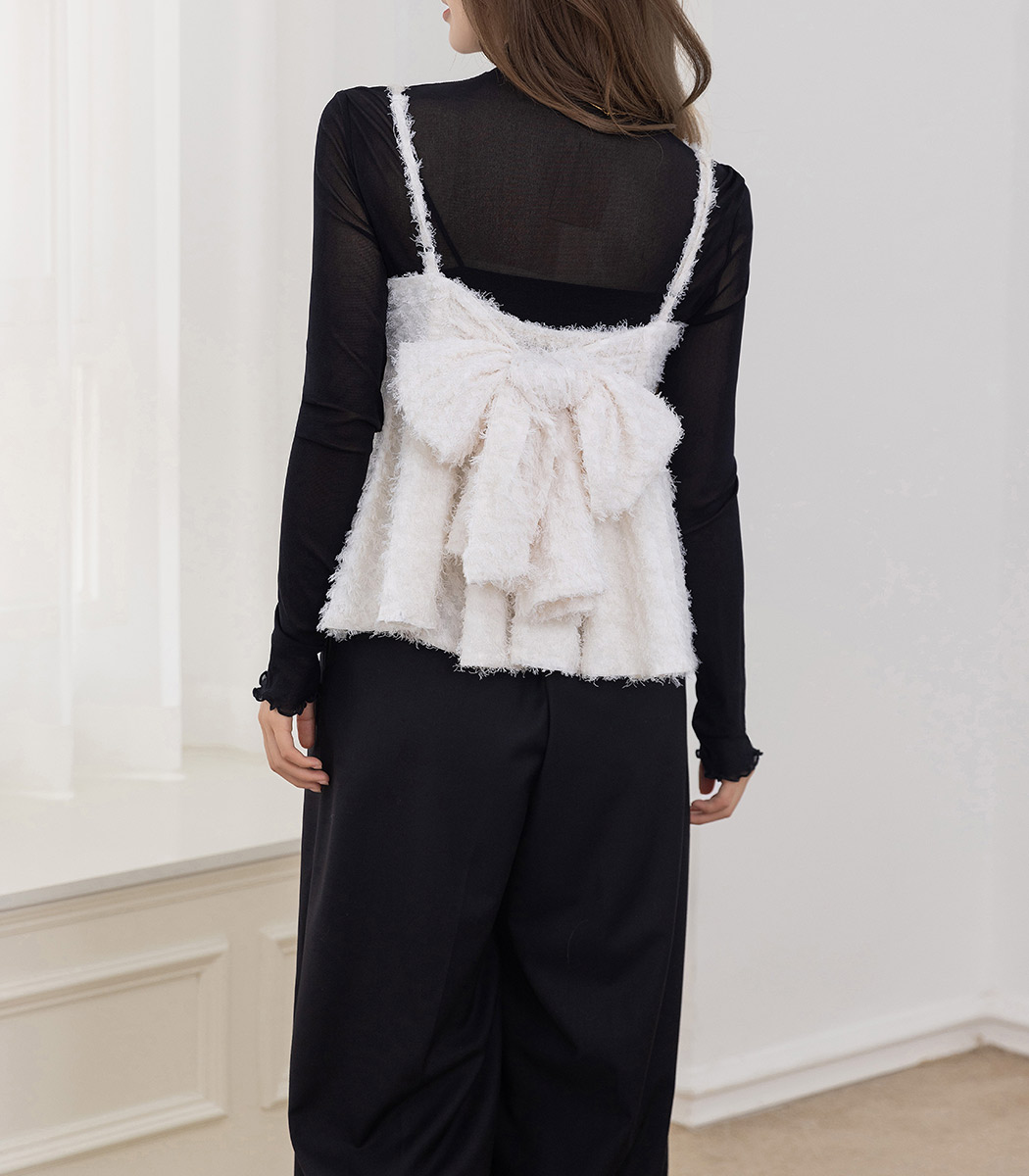 キャミソール ジャガード カップなし ビスチェ レディース トップス