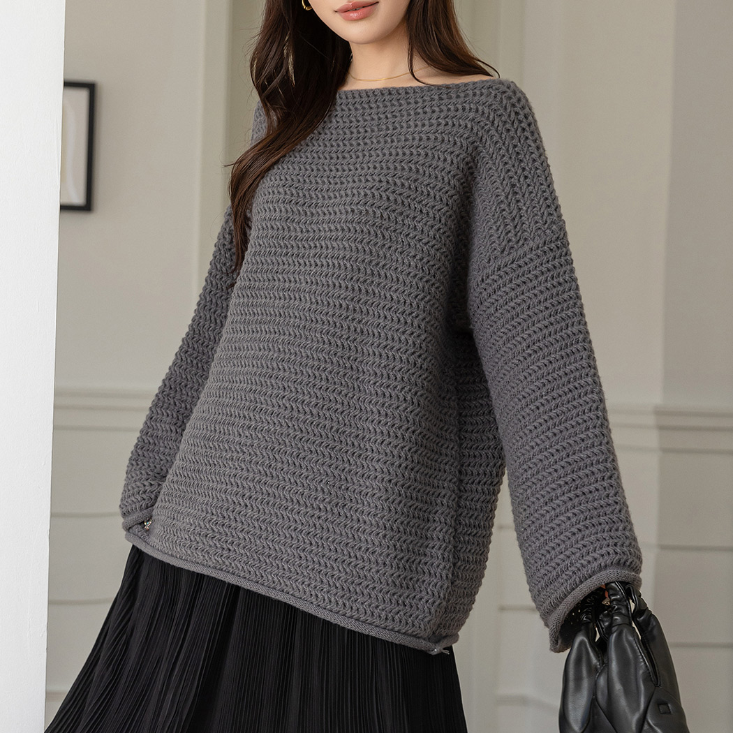 ニット チャンキー レディース 長袖 トップス ボリューム ざっくり編み