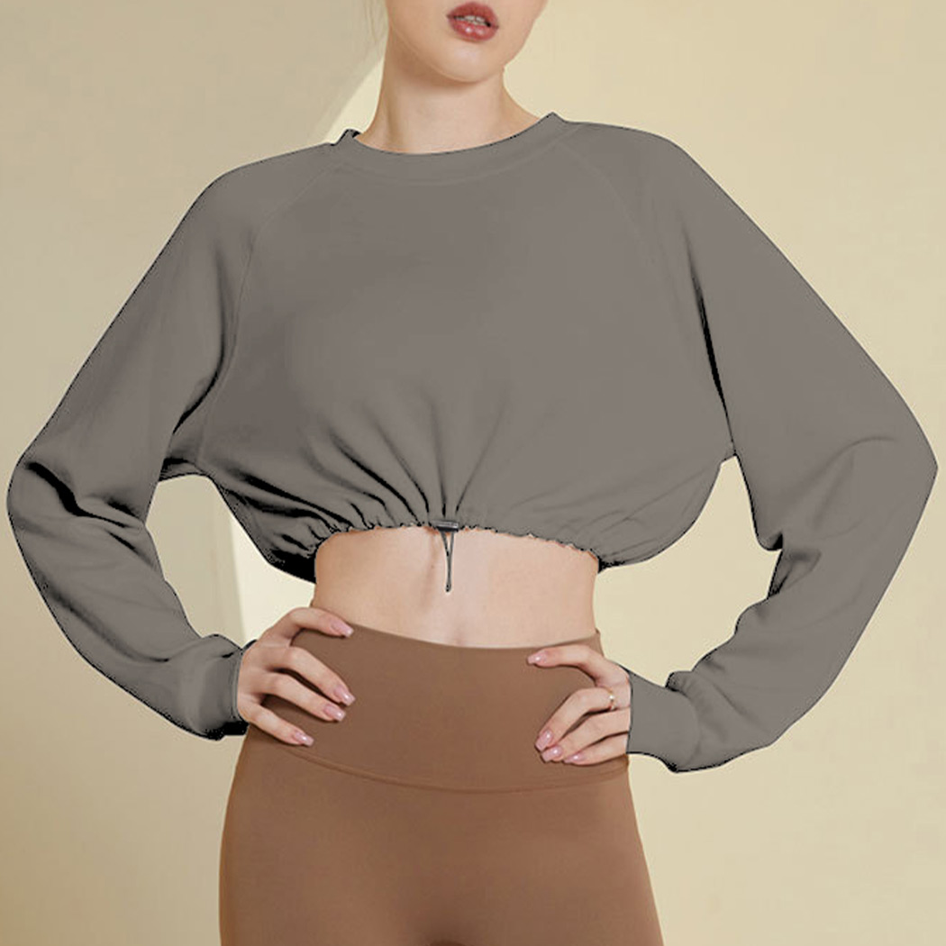HYS SHOP ヨガウェア 長袖 トップス クロップド丈 レディース 春夏