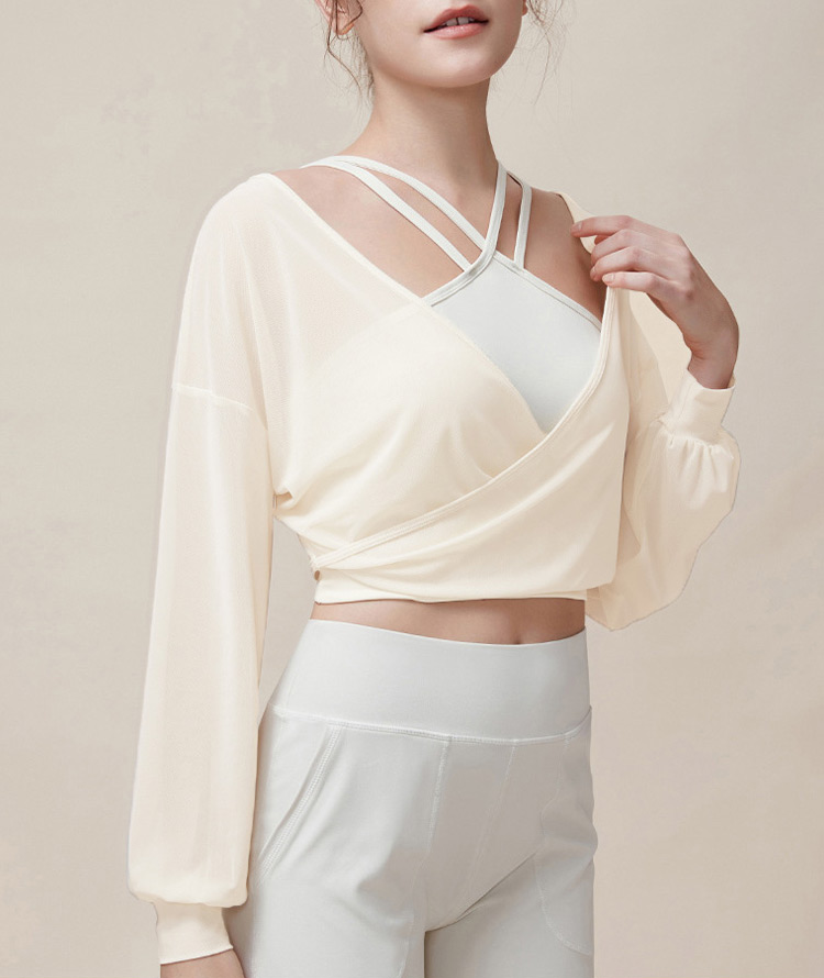 HYS SHOP ヨガウェア トップス 長袖 レディース Uネック カシュクール