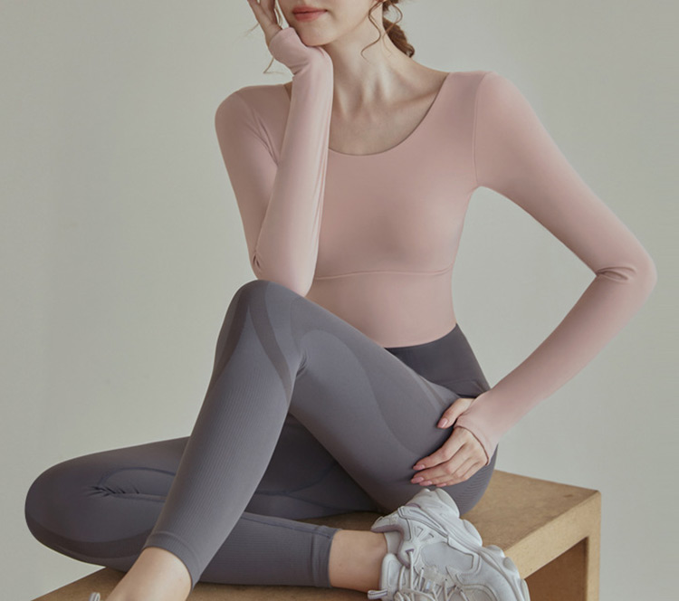 HYS SHOP ヨガウェア トップス 長袖 カップ付 レディース クロップド丈