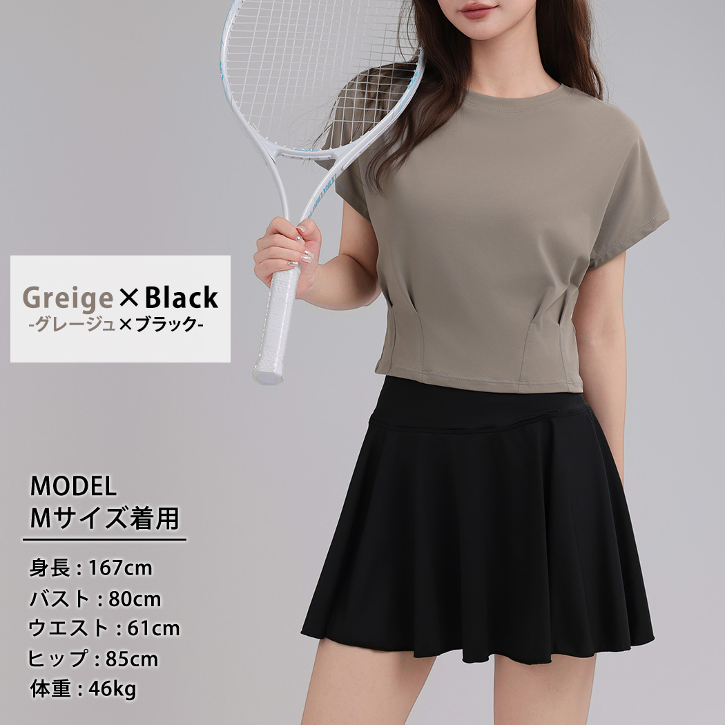 HYS SHOP ヨガウェア レディース 半袖 トップス フレンチスリーブ