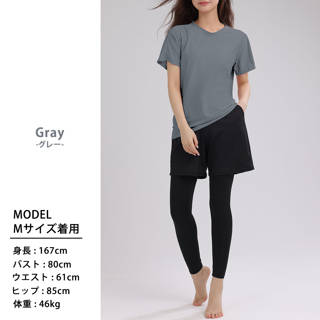 HYS SHOP ヨガウェア セットアップ レディース トップス 半袖 Tシャツ