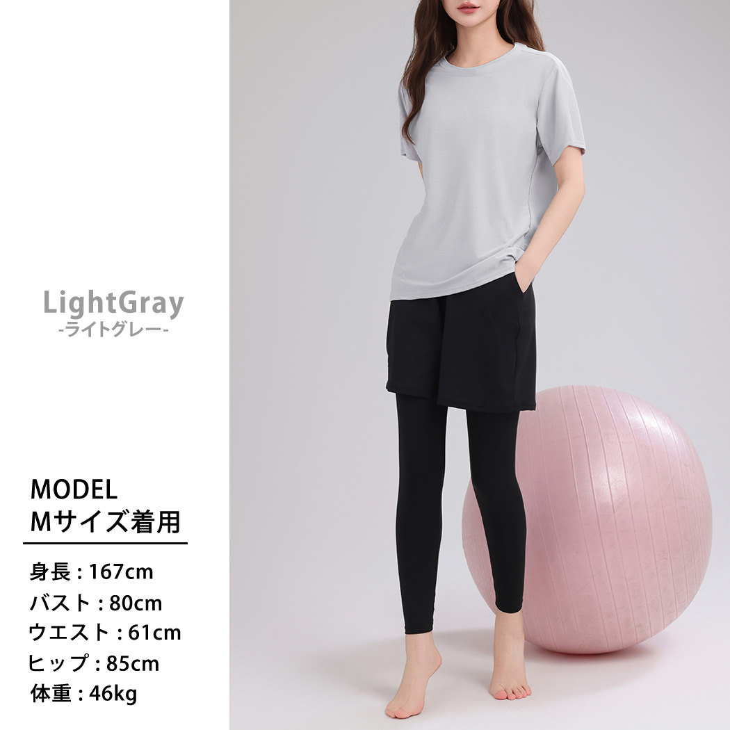 HYS SHOP ヨガウェア セットアップ レディース トップス 半袖 Tシャツ